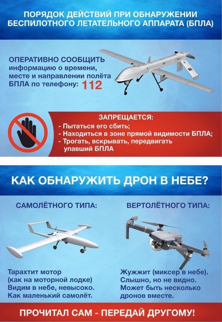 Порядок действий при обнаружении беспилотного летательного аппарата (БПЛА)